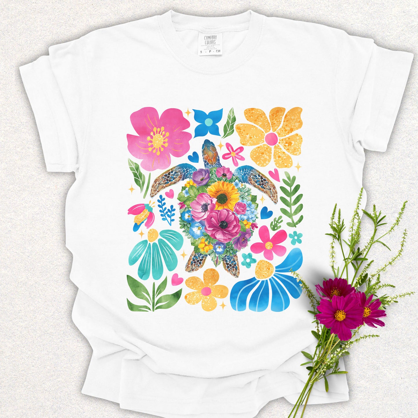 Floral Sea Turtle Tee