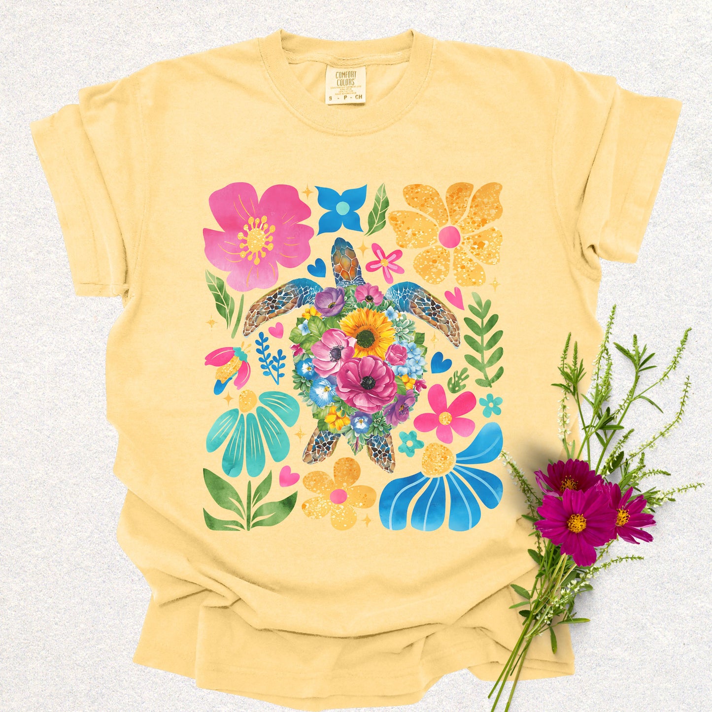 Floral Sea Turtle Tee