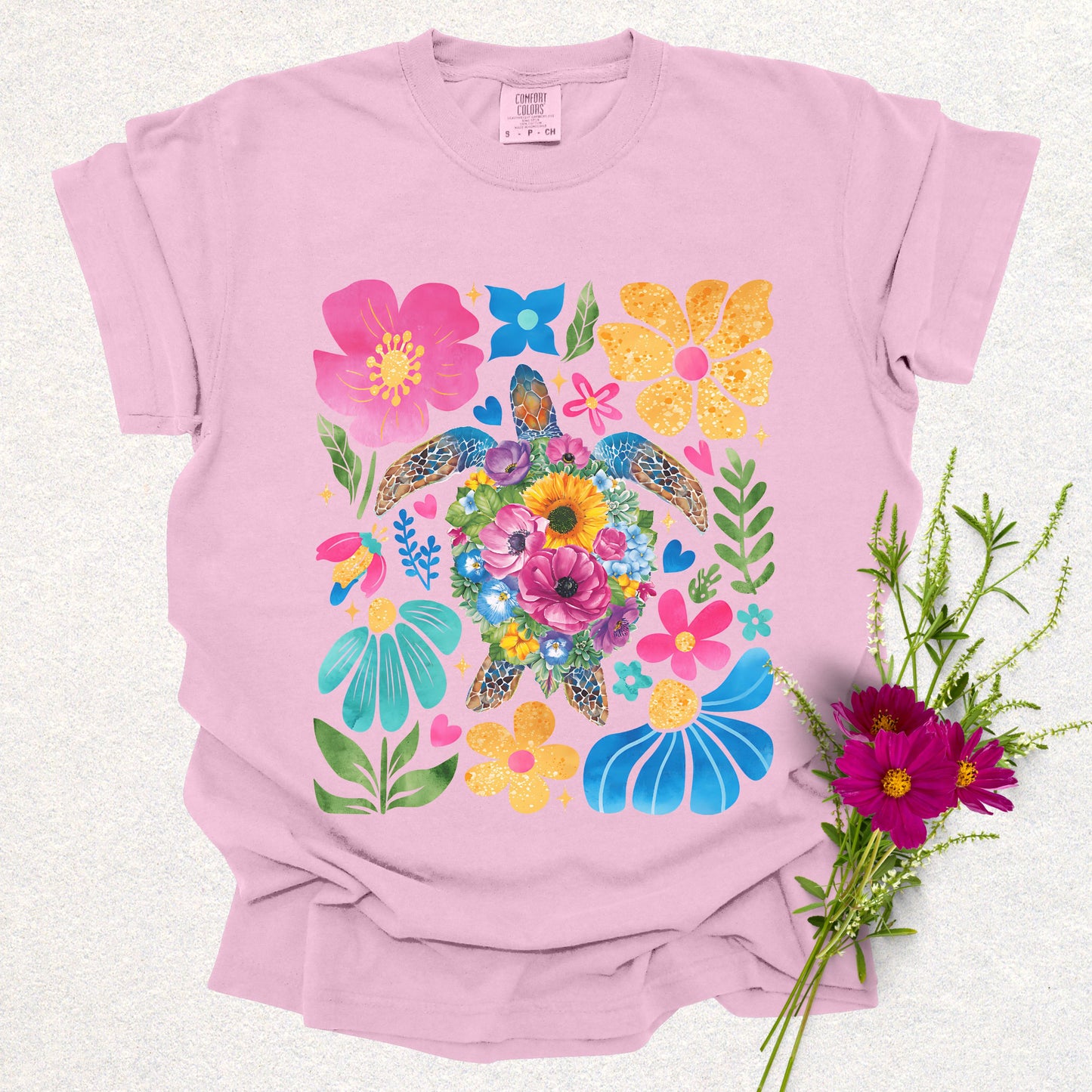 Floral Sea Turtle Tee