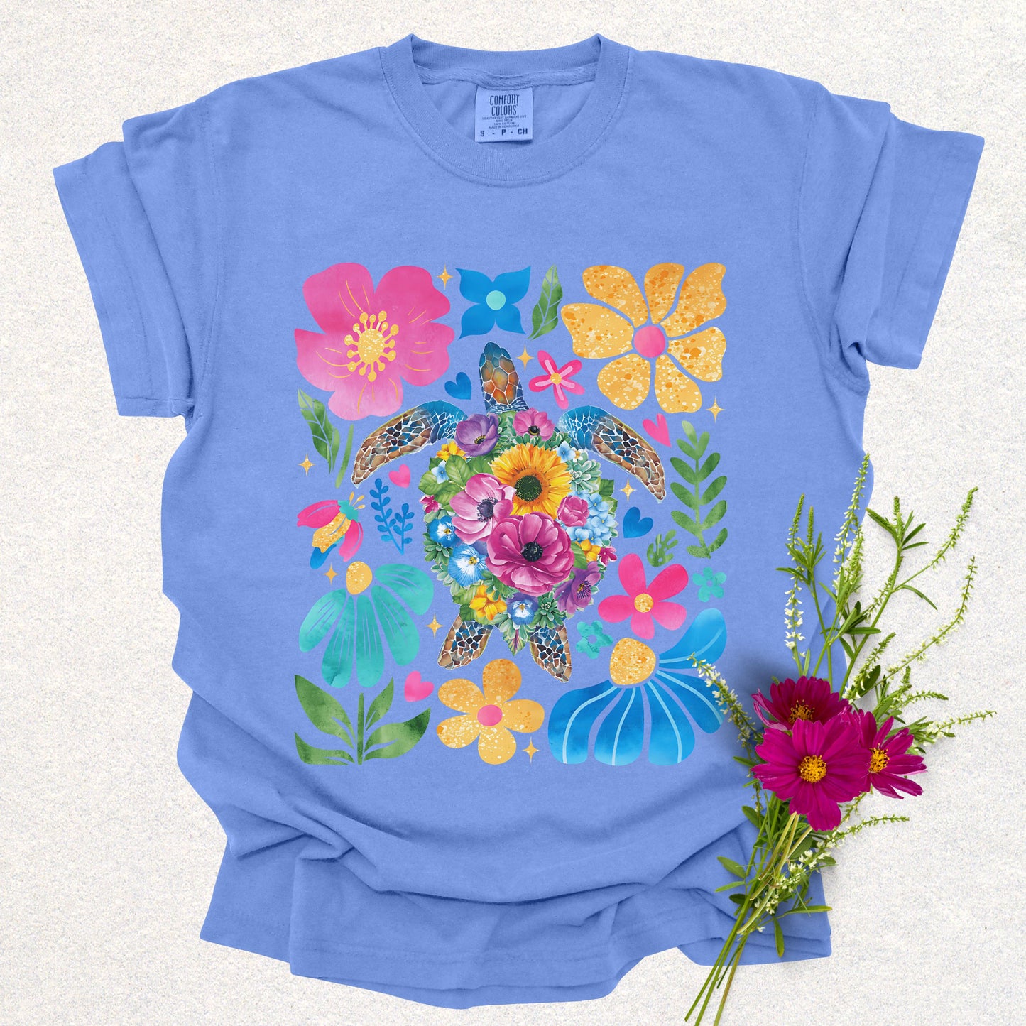 Floral Sea Turtle Tee