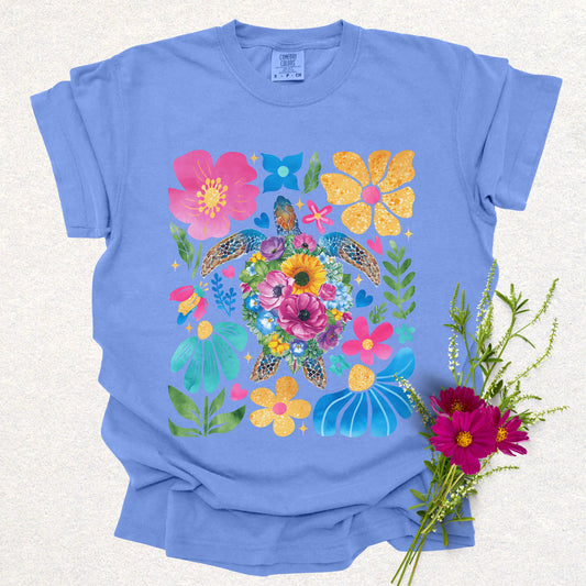Floral Sea Turtle Tee