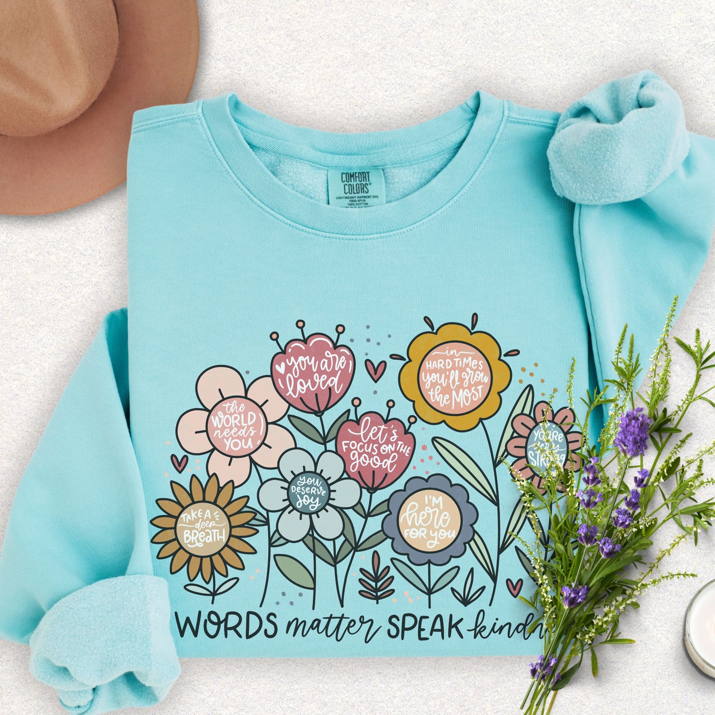 Floral Kindness Lightweight Sweatshirt