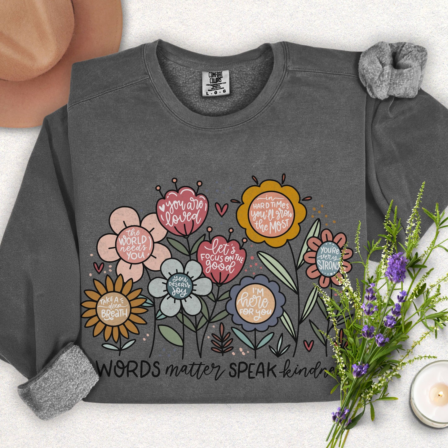 Floral Kindness Lightweight Sweatshirt