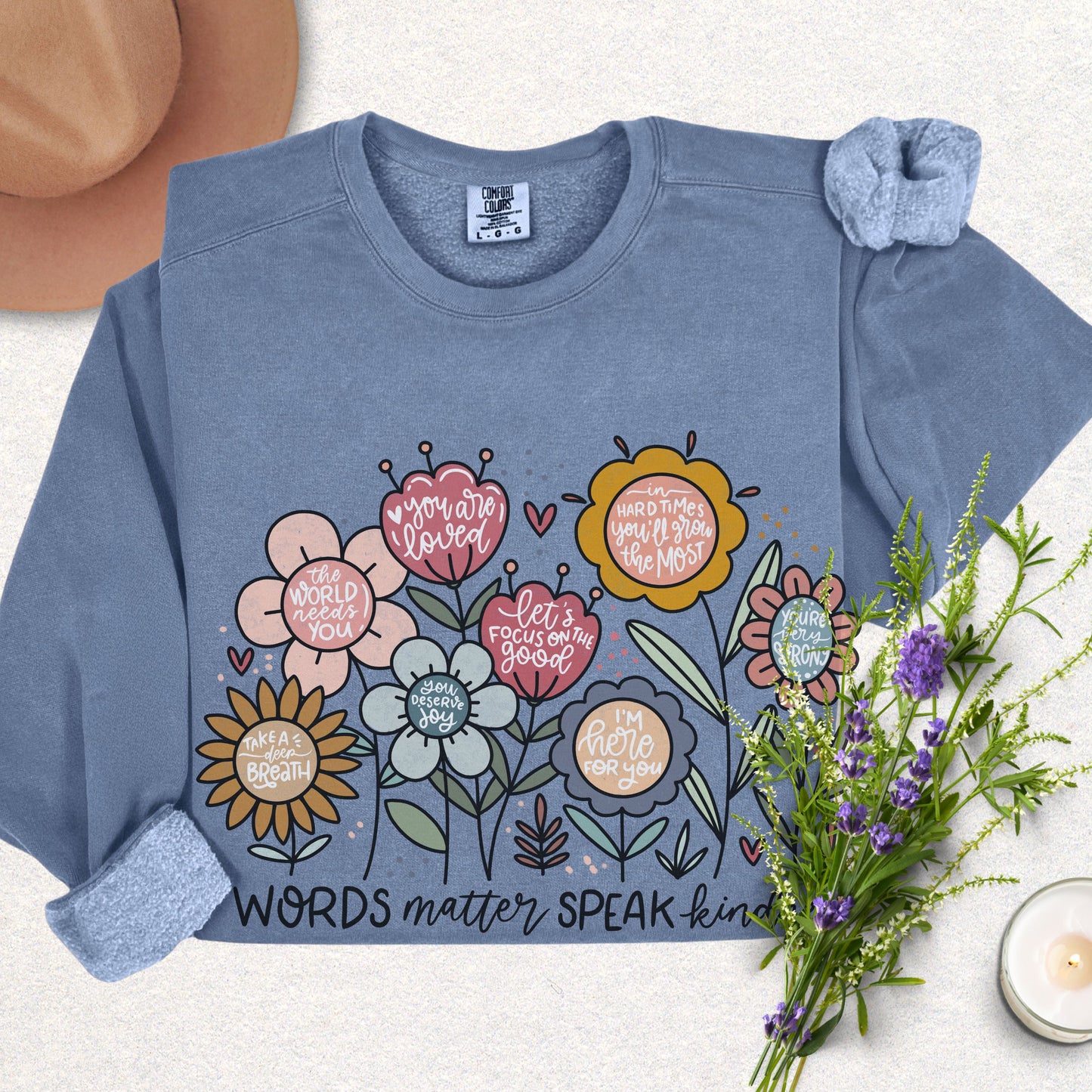 Floral Kindness Lightweight Sweatshirt