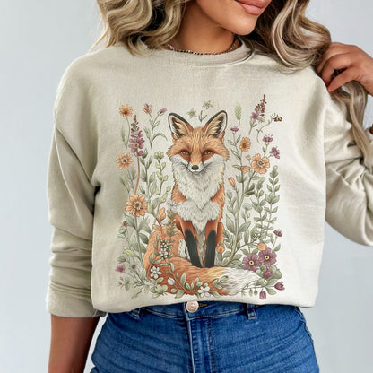 Floral Fox Crewneck Sweatshirt