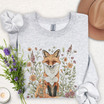 Floral Fox Crewneck Sweatshirt