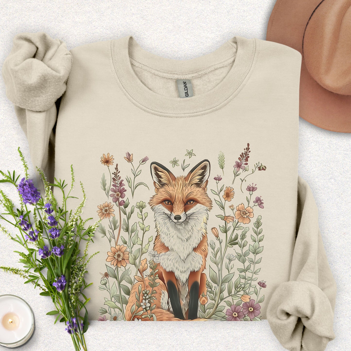 Floral Fox Crewneck Sweatshirt
