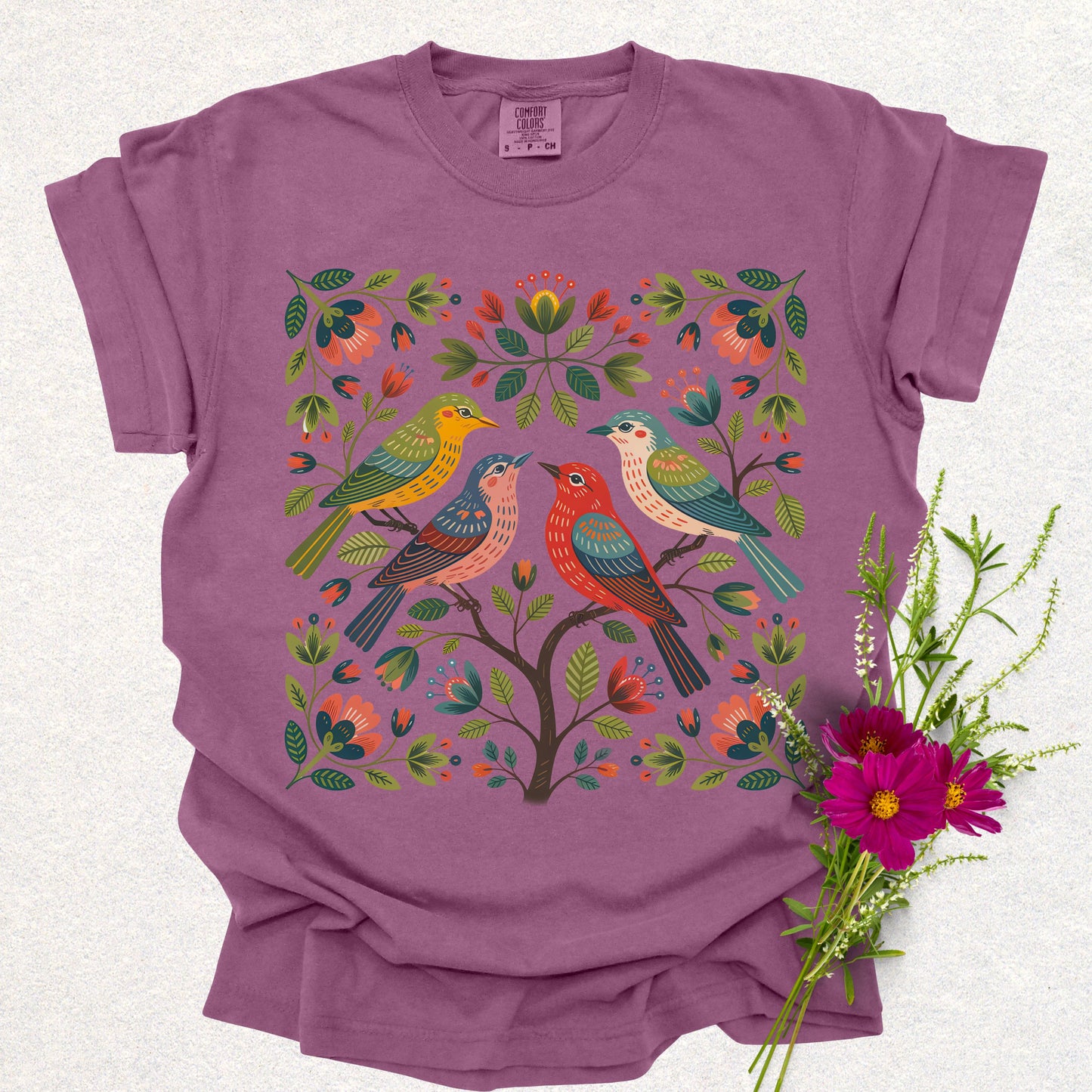Folk Garden Floral Bird Tee