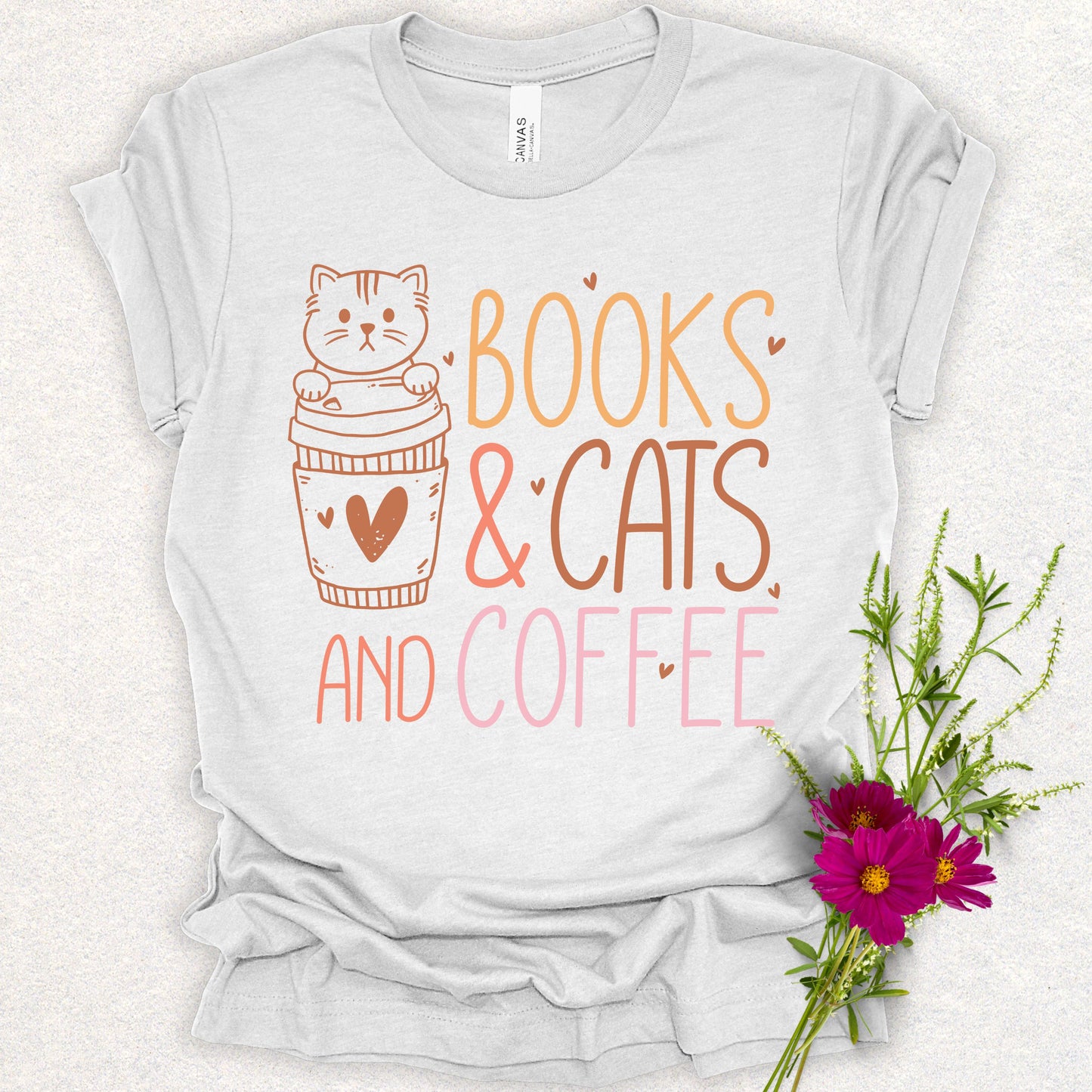 Books, Cats & Coffee Tee