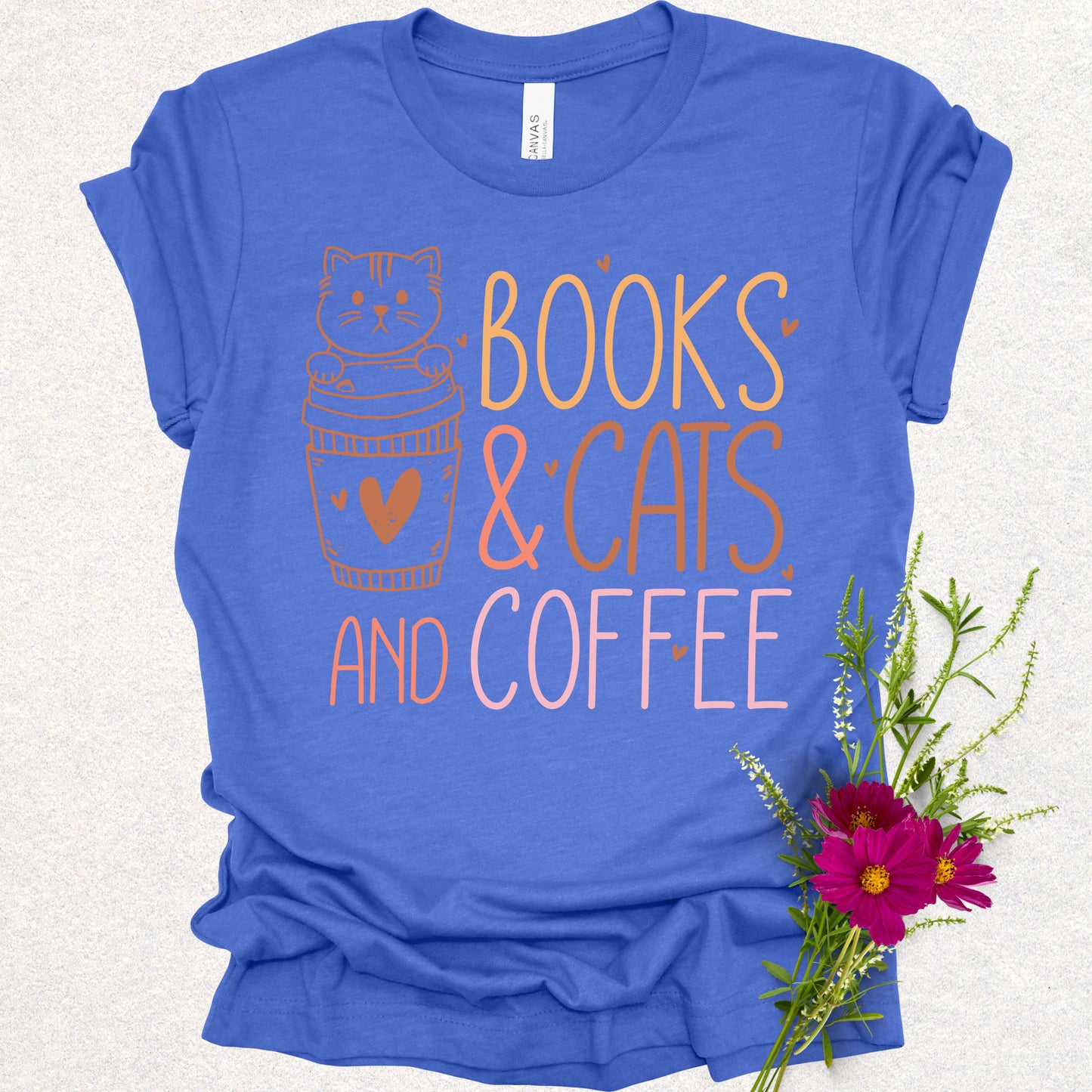 Books, Cats & Coffee Tee