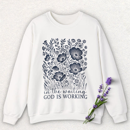 God is Working Floral Sweatshirt