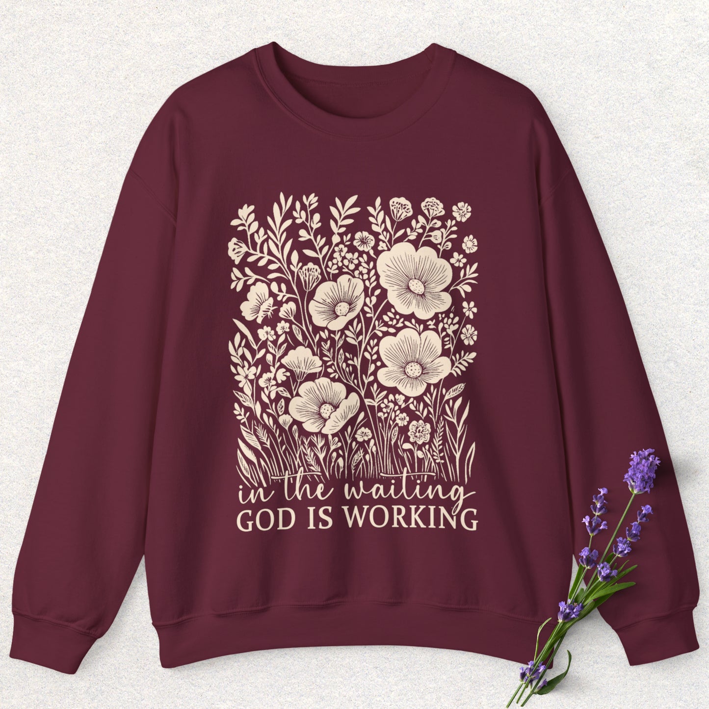 God is Working Floral Sweatshirt
