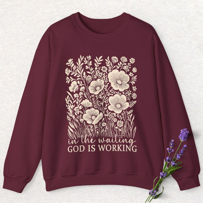 God is Working Floral Sweatshirt