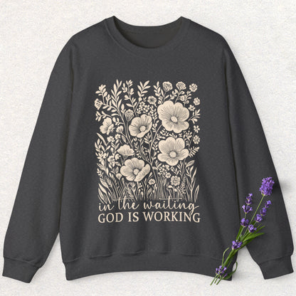 God is Working Floral Sweatshirt