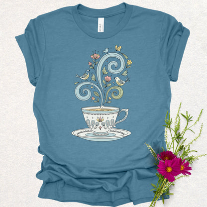 Whimsical Floral Tea Cup Tee
