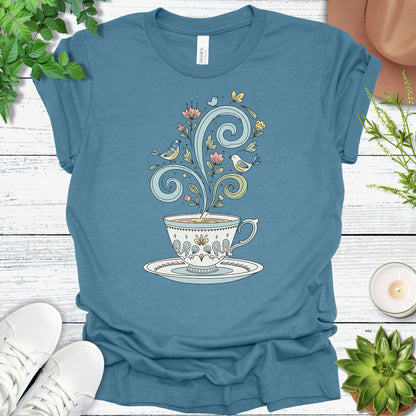 Whimsical Floral Tea Cup Tee