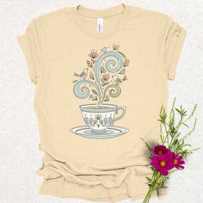 Whimsical Floral Tea Cup Tee