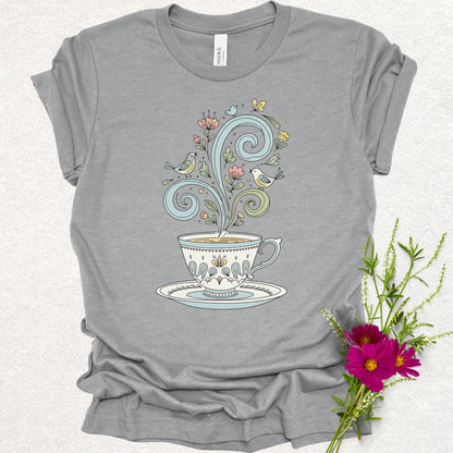 Whimsical Floral Tea Cup Tee