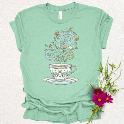 Whimsical Floral Tea Cup Tee