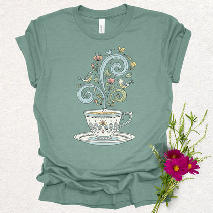 Whimsical Floral Tea Cup Tee