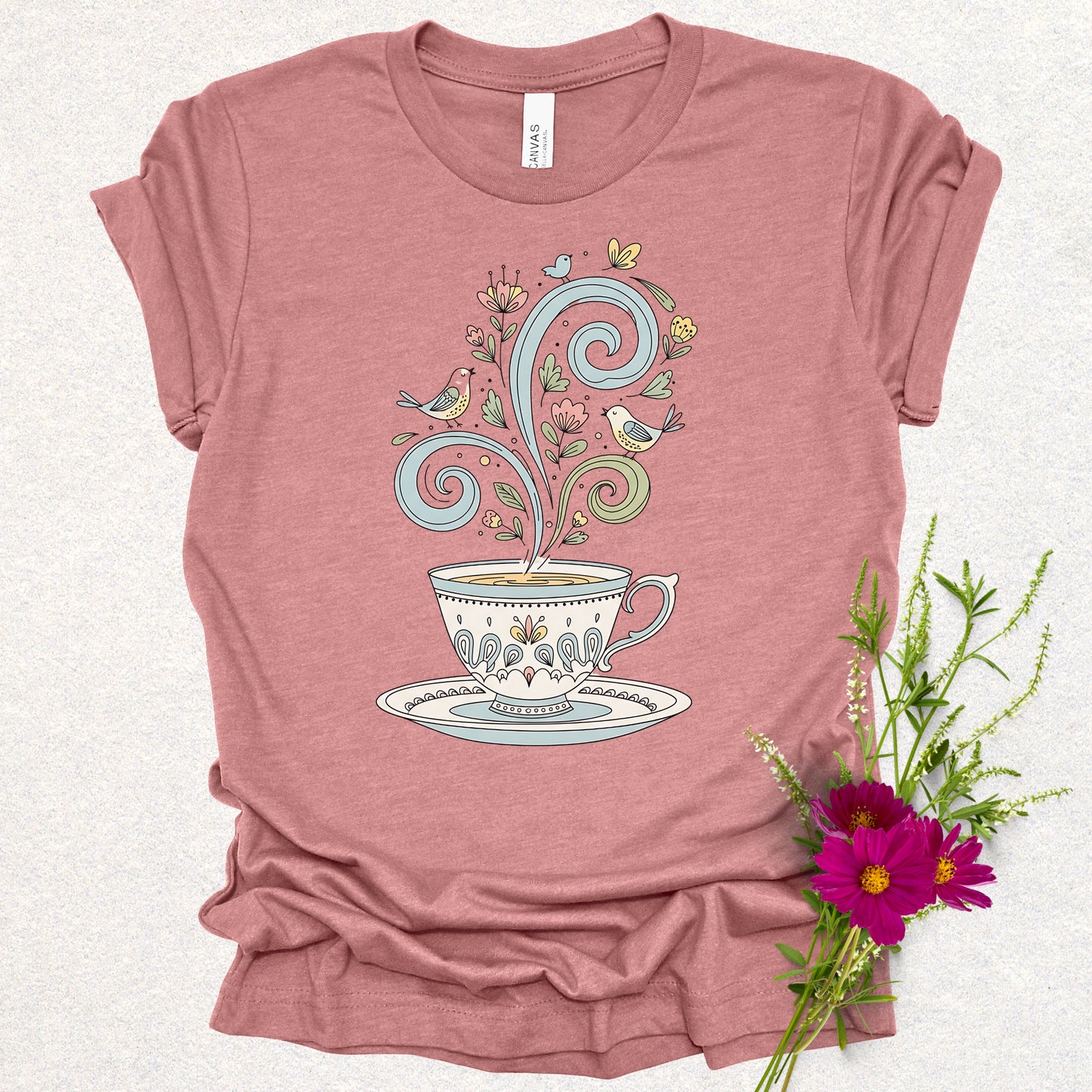Whimsical Floral Tea Cup Tee