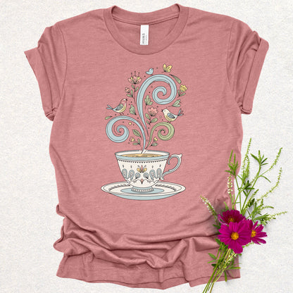Whimsical Floral Tea Cup Tee