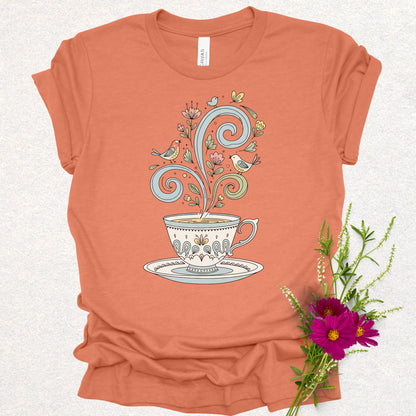 Whimsical Floral Tea Cup Tee