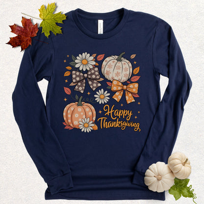 Happy Thanksgiving Pumpkin Long Sleeve Tee