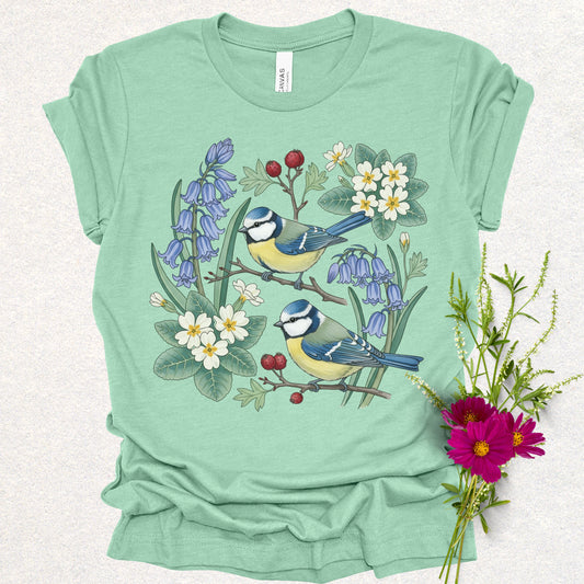 Songbird Series - Eurasian Blue Tits Floral Tee
