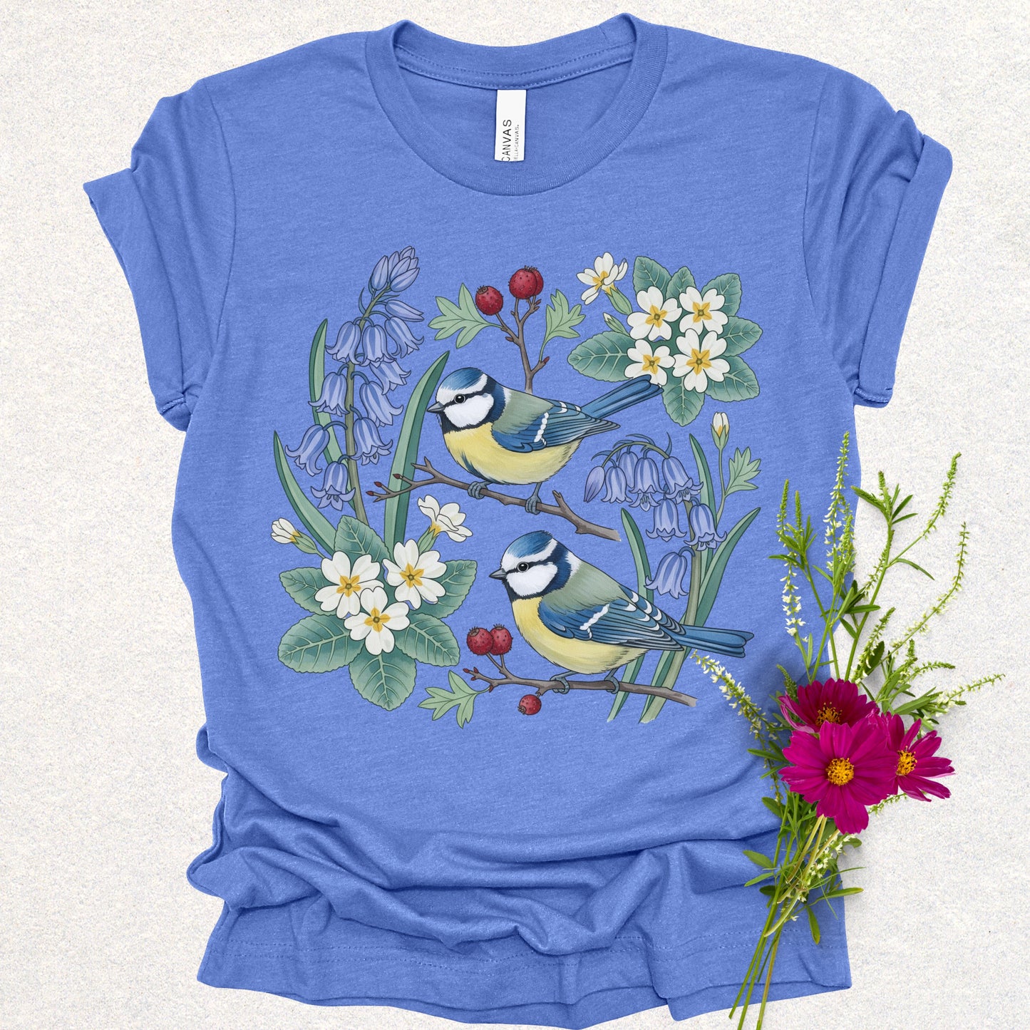 Songbird Series - Eurasian Blue Tits Floral Tee