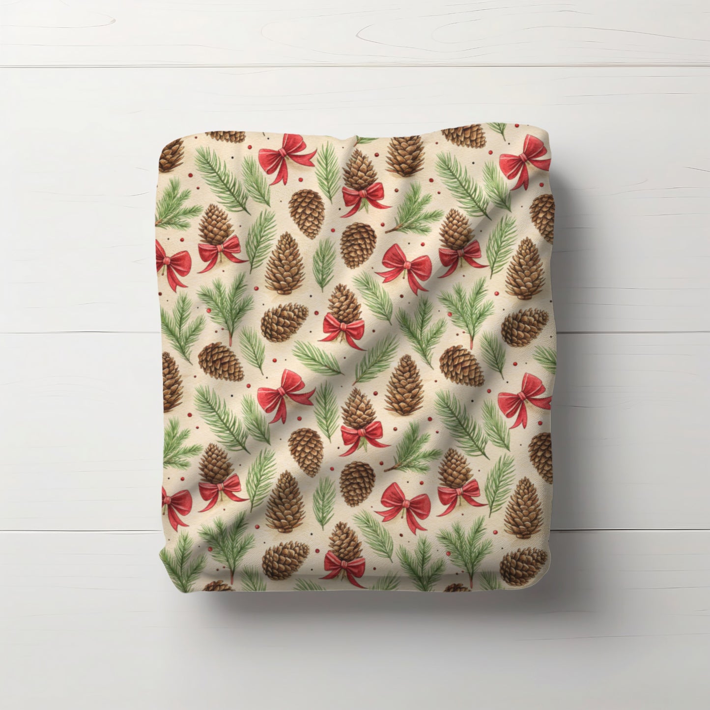 Christmas Pinecones Velveteen Plush Blanket