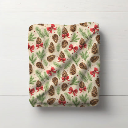 Christmas Pinecones Velveteen Plush Blanket