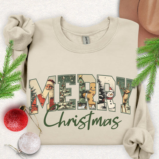 Vintage Merry Christmas Crewneck Sweatshirt