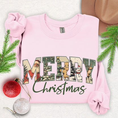 Vintage Merry Christmas Crewneck Sweatshirt