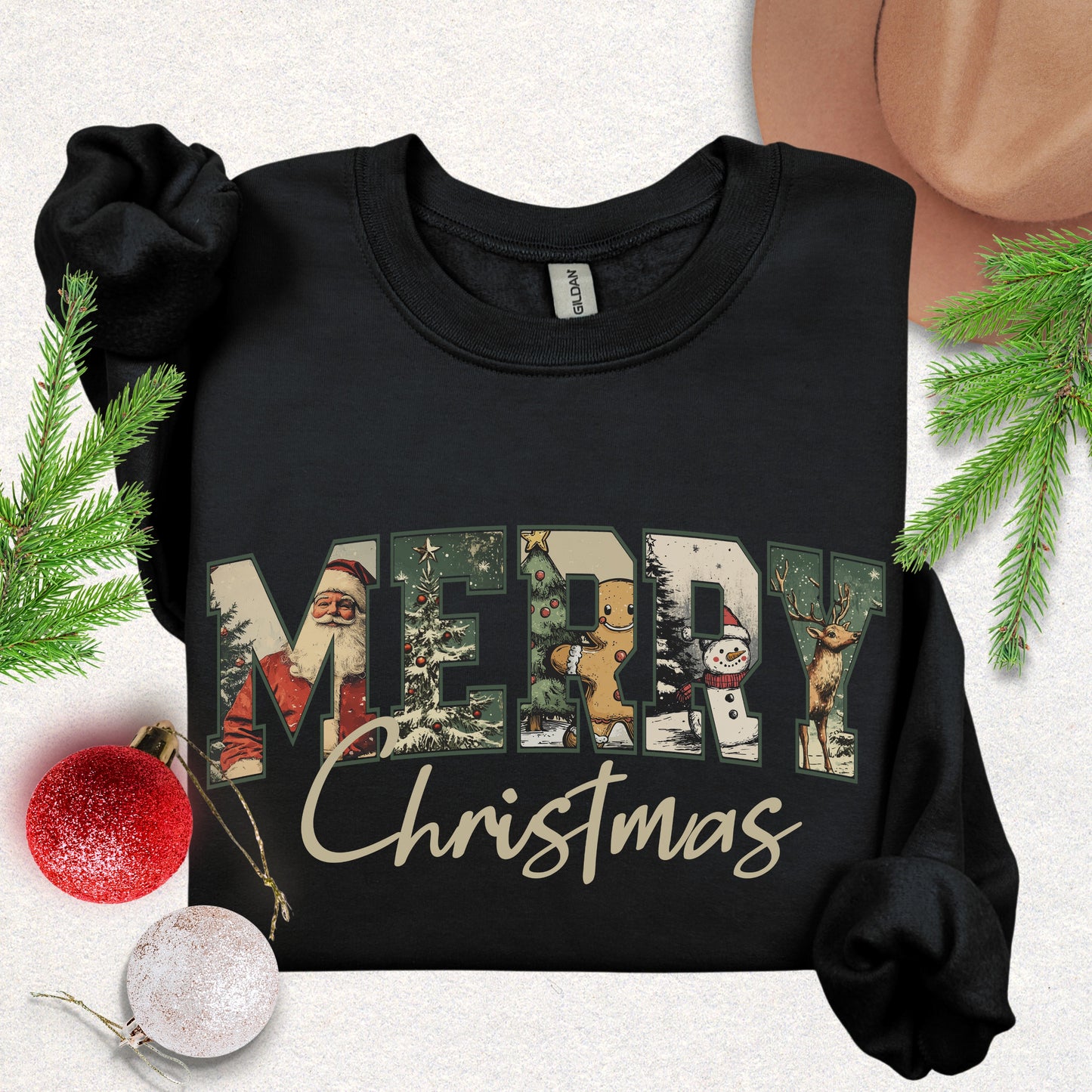 Vintage Merry Christmas Crewneck Sweatshirt