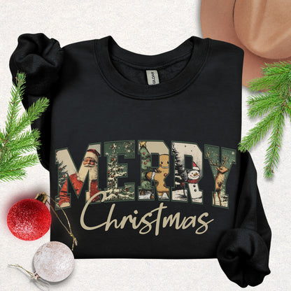 Vintage Merry Christmas Crewneck Sweatshirt