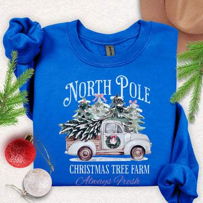North Pole Christmas Tree Farm Crewneck Sweatshirt