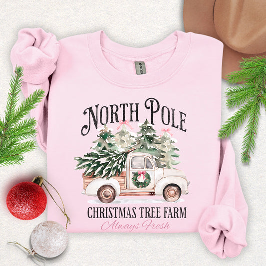 North Pole Christmas Tree Farm Crewneck Sweatshirt