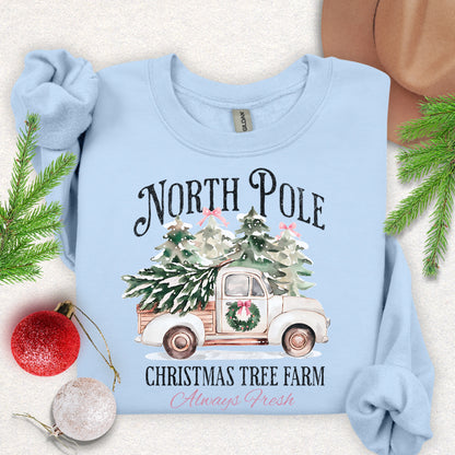 North Pole Christmas Tree Farm Crewneck Sweatshirt