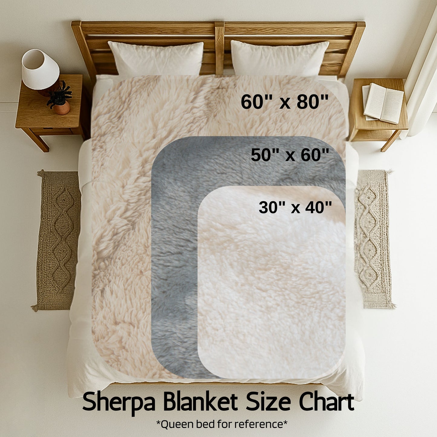 Floral Santa Sleigh Luxurious Sherpa Fleece Blanket