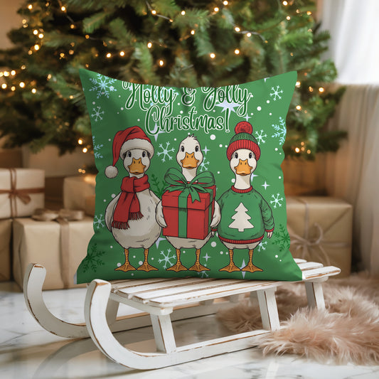 Christmas Duck Decorative Faux Suede Pillow Cover