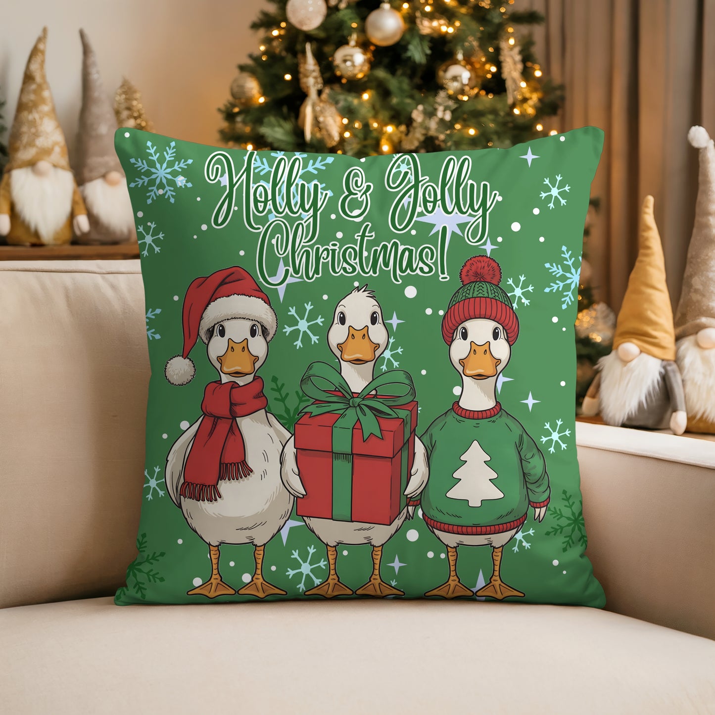 Christmas Duck Decorative Faux Suede Pillow Cover