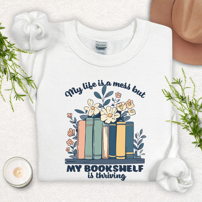 Bookshelf Thriving Book Lover's Sweatshirt