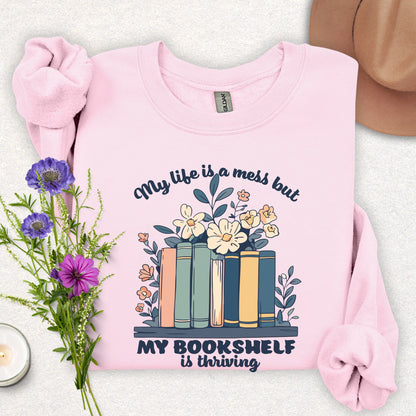 Bookshelf Thriving Book Lover's Sweatshirt