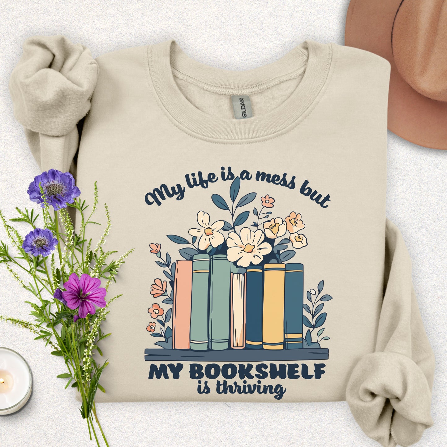 Bookshelf Thriving Book Lover's Sweatshirt