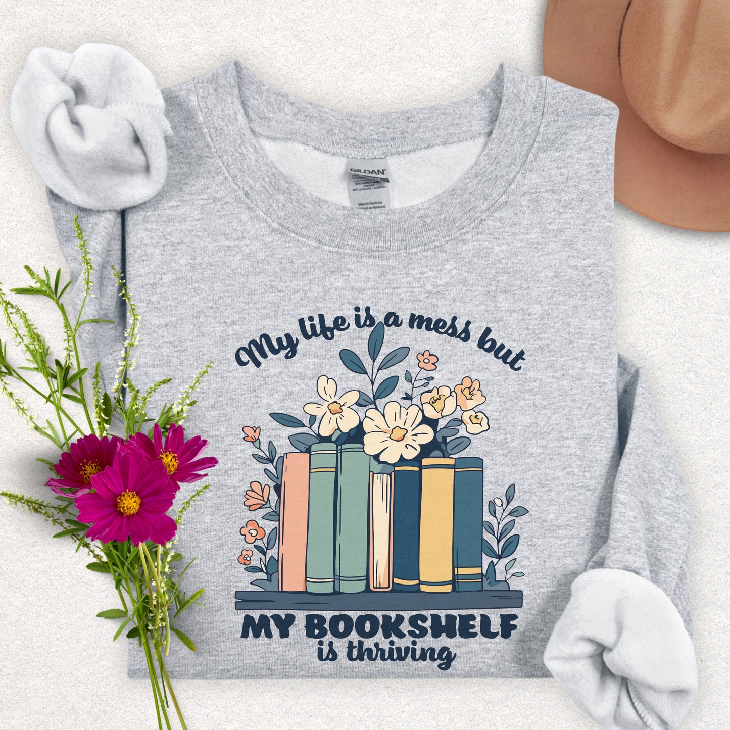 Bookshelf Thriving Book Lover's Sweatshirt