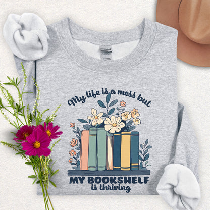 Bookshelf Thriving Book Lover's Sweatshirt