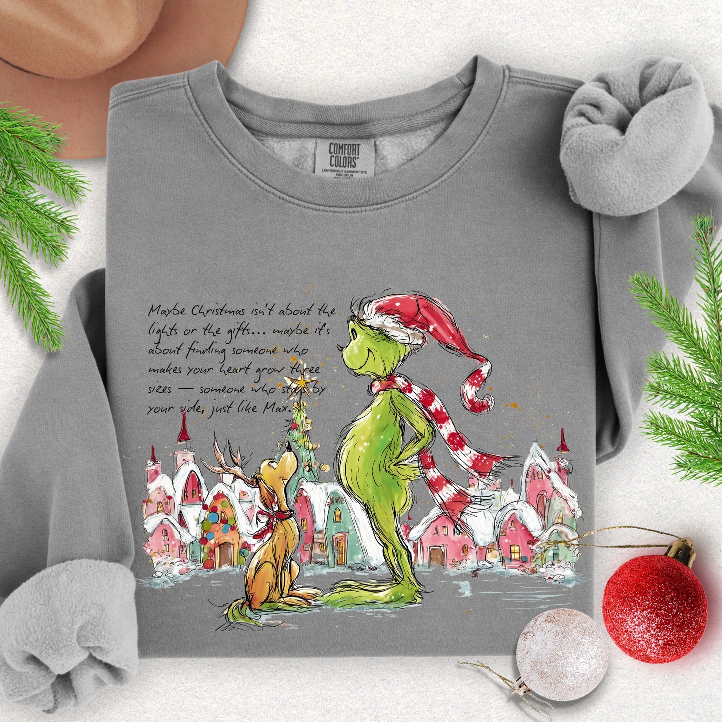 Santa-Paws & The Holiday Heart Lightweight Sweatshirt