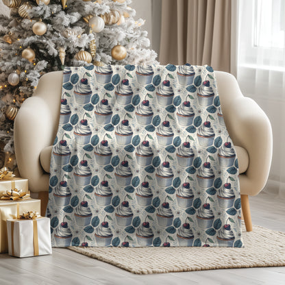 Winter Berry Cupcake Velveteen Plush Blanket
