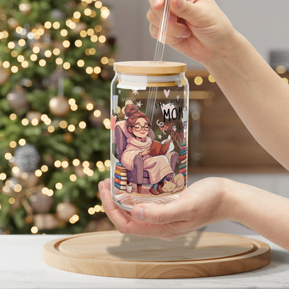 Just a Mom Who Loves Books 16oz Sipper Glass